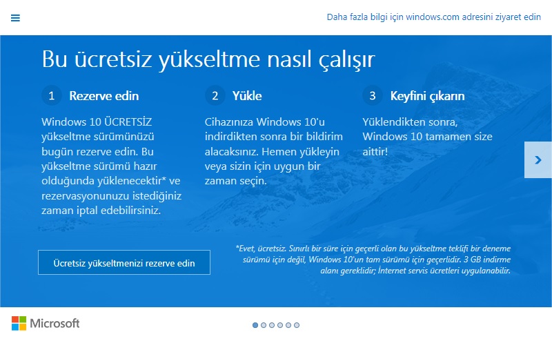 ucretsiz windows 10 yukseltme