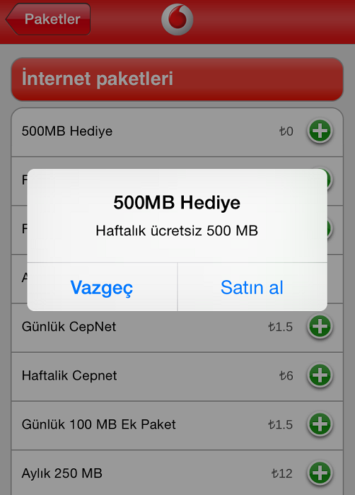 vodafone 500 mb ucretsiz internet