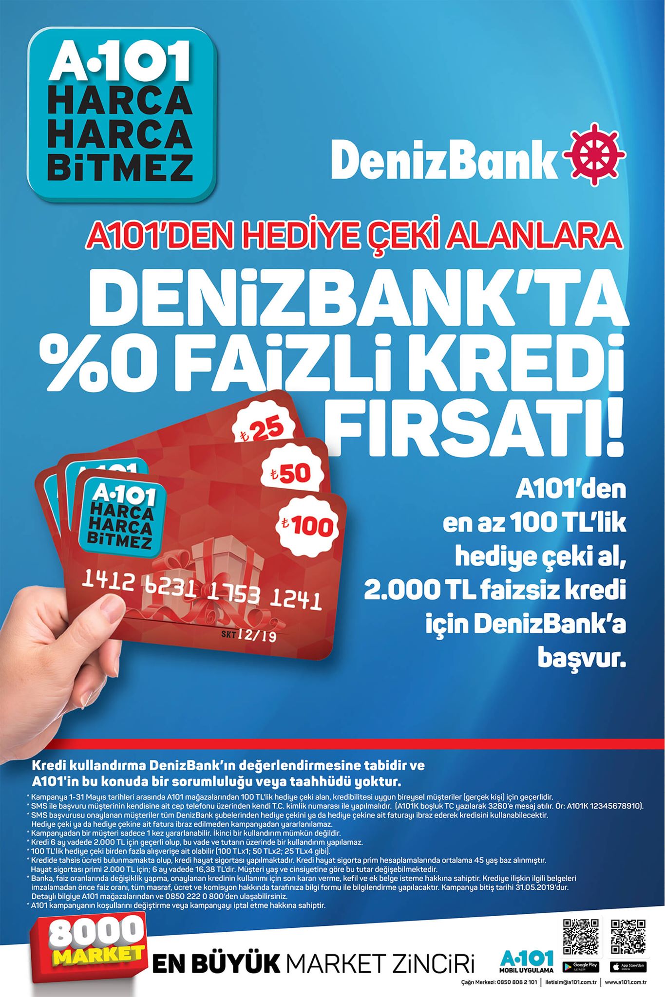 A101 Denizbank 0 Faizli Kredi Süresi Uzatıldı!